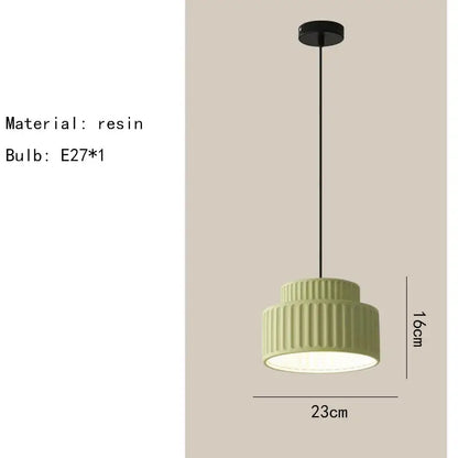 elegant resin sage green ribbed pendant light dining room