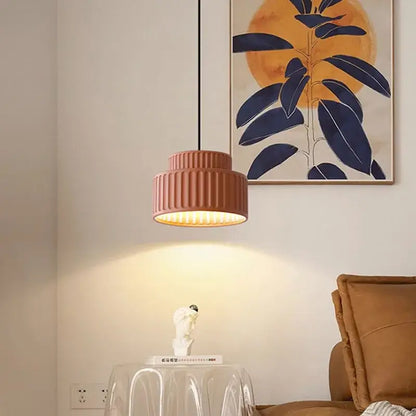 elegant resin sage green ribbed pendant light dining room
