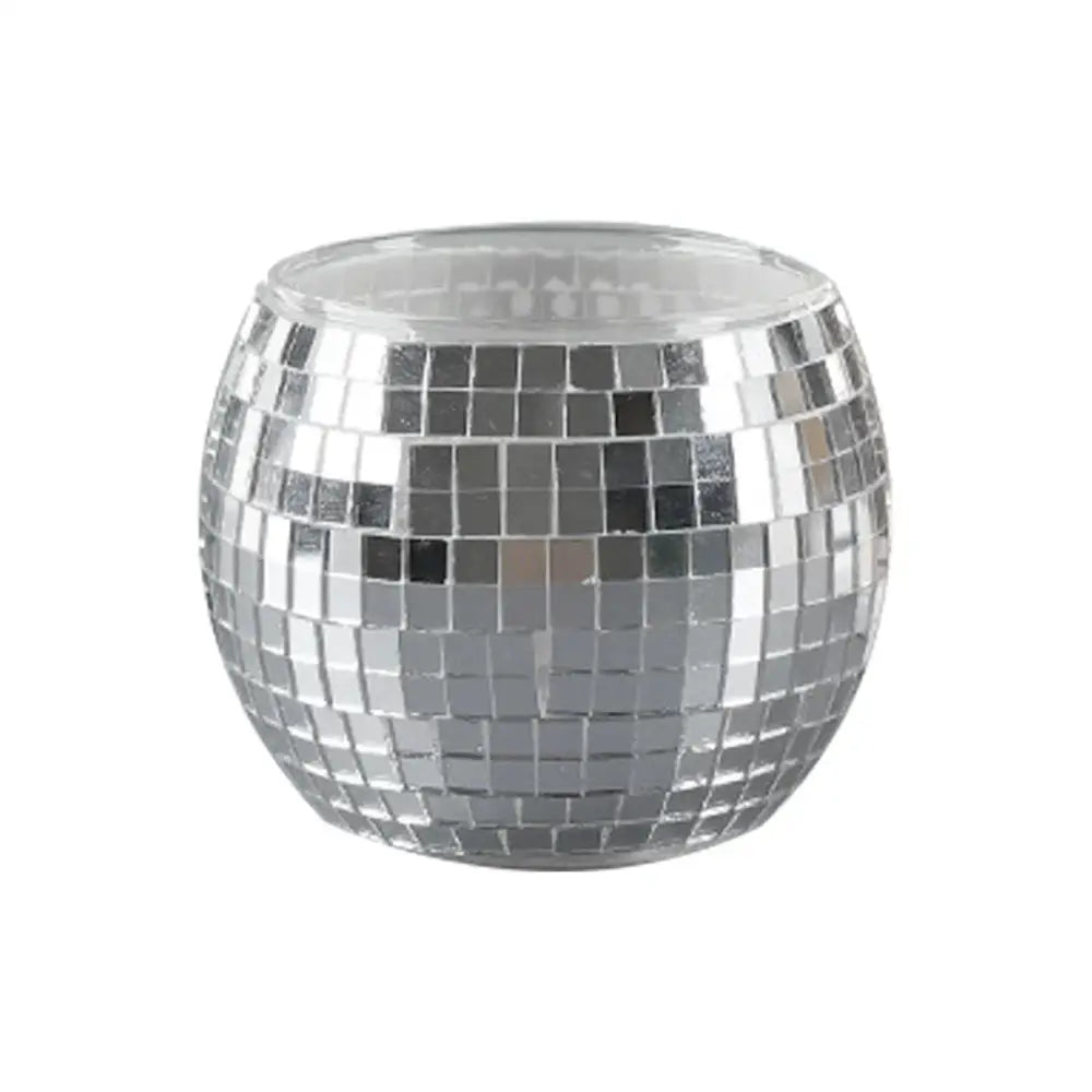 Silver disco ball round glass vase planter set living room decor