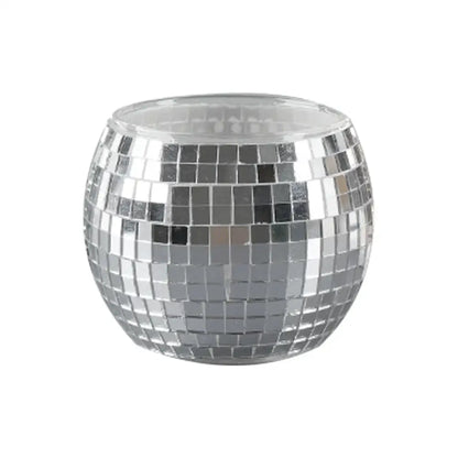 Silver disco ball round glass vase planter set living room decor