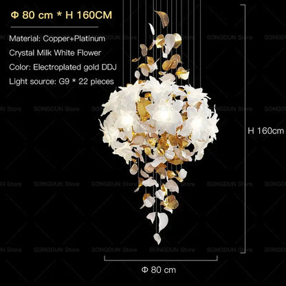 elegant villa white & gold chandelier living room light