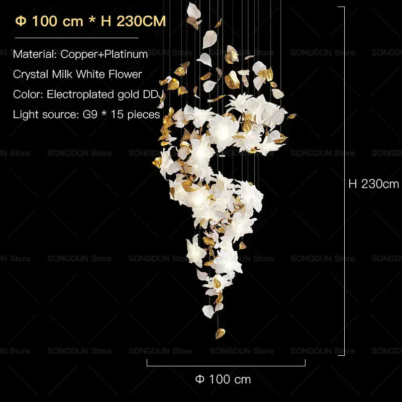 elegant villa white & gold chandelier living room light