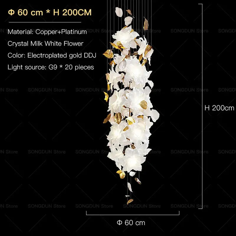 elegant villa white & gold chandelier living room light
