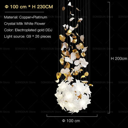 elegant villa white & gold chandelier living room light