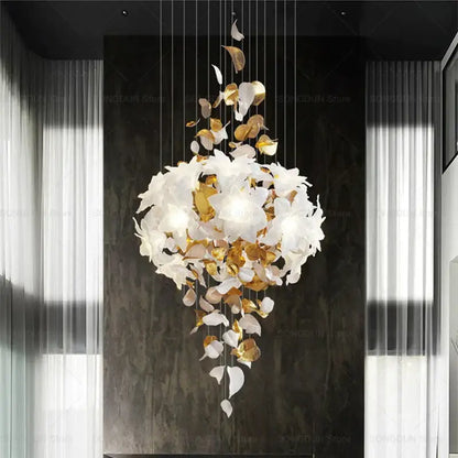elegant villa white & gold chandelier living room light