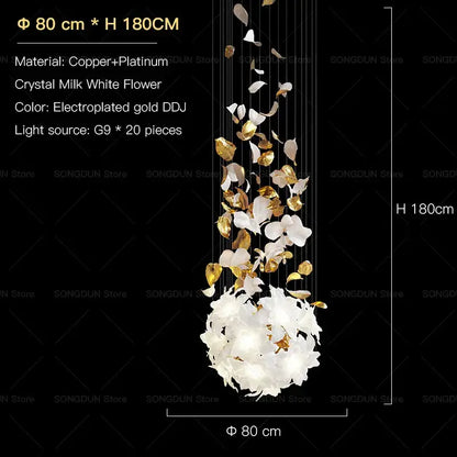 elegant villa white & gold chandelier living room light