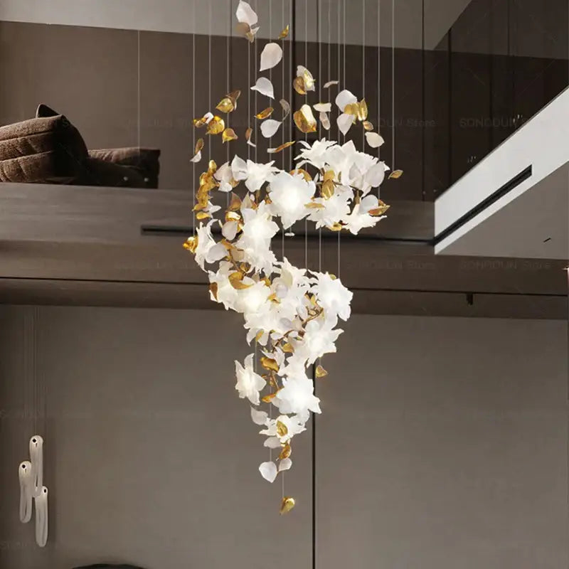 elegant villa white & gold chandelier living room light