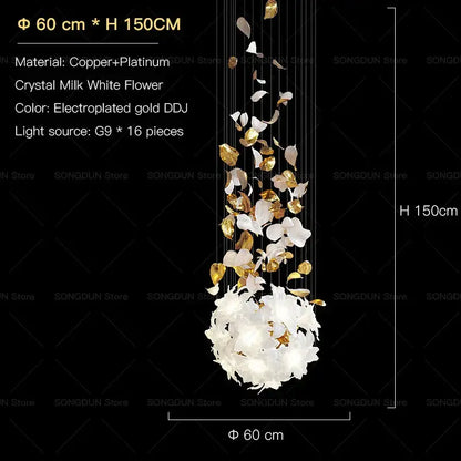 elegant villa white & gold chandelier living room light