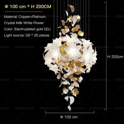 elegant villa white & gold chandelier living room light