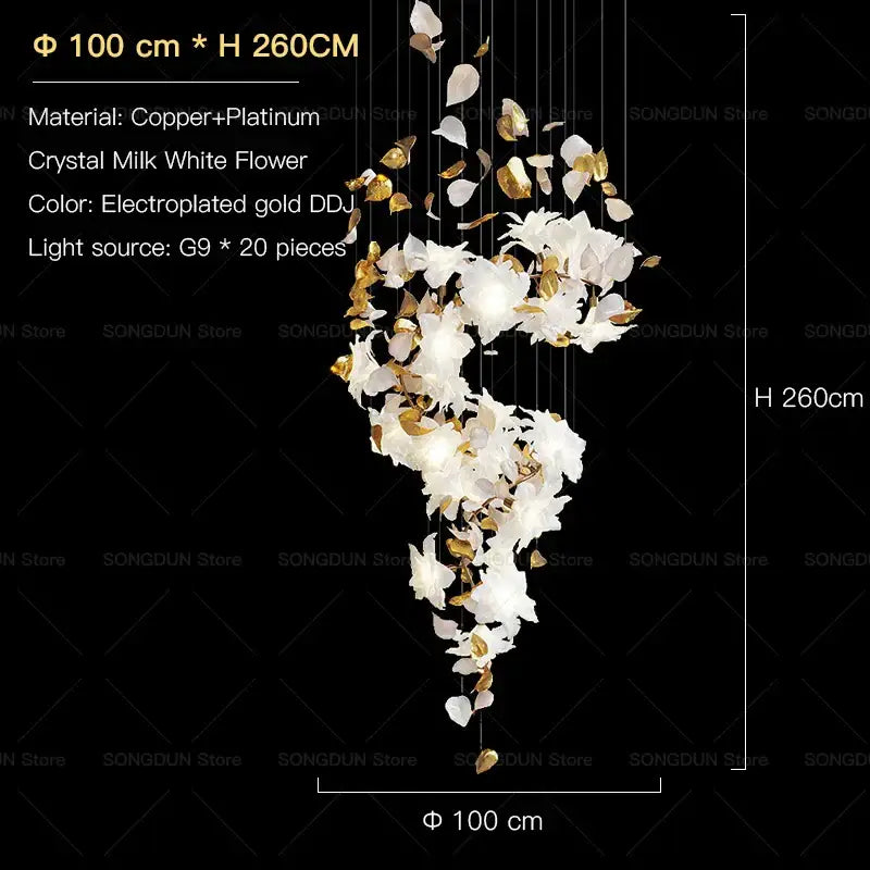 elegant villa white & gold chandelier living room light
