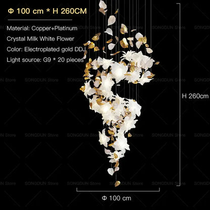 elegant villa white & gold chandelier living room light