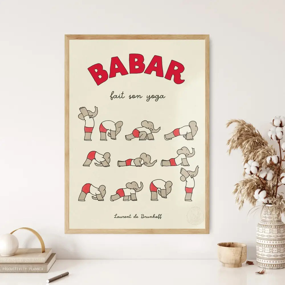 Vintage elephant in red car kids canvas wall art bedroom decor