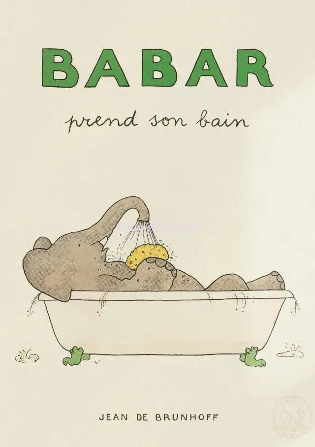 Vintage elephant family cartoon poster kids room wall art