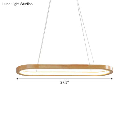 Modern ellipse wood pendant led ceiling light – dining room