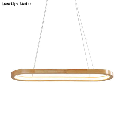 Modern ellipse wood pendant led ceiling light – dining room