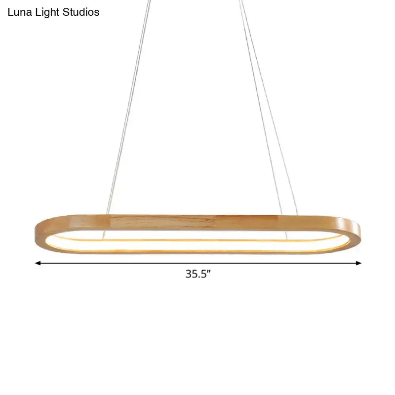 Modern ellipse wood pendant led ceiling light – dining room