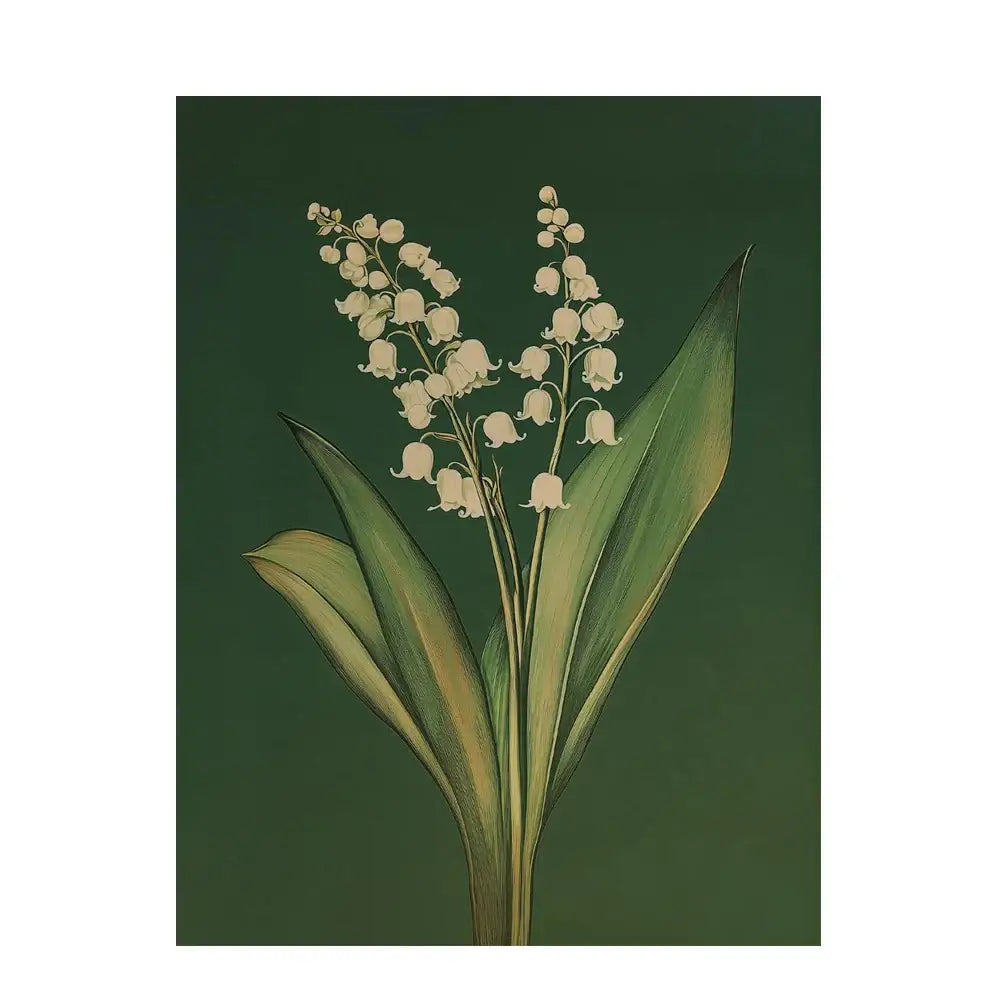 Emerald green lily botanical wall art – living room framed print
