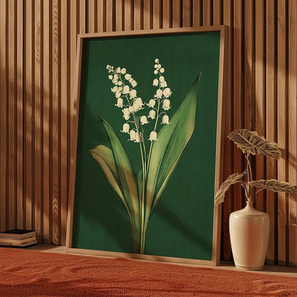 Emerald green lily botanical wall art – living room framed print