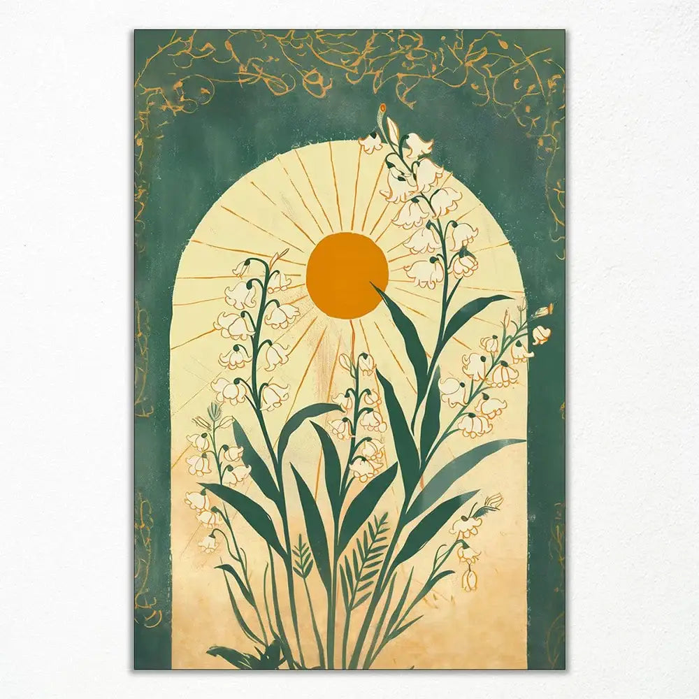 Emerald green lily botanical wall art – living room framed print