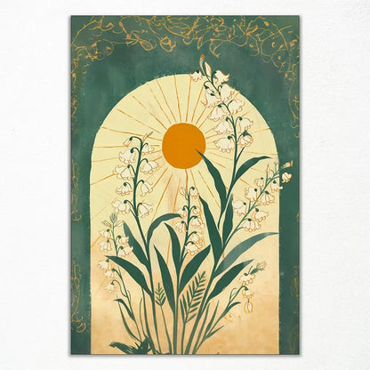 Emerald green lily botanical wall art – living room framed print