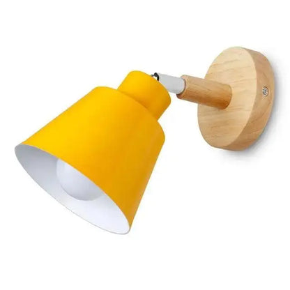 Modern black and wood eryka wall sconce bedroom conical lamp