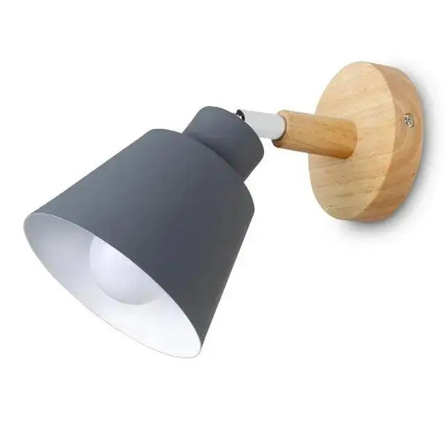 Modern black and wood eryka wall sconce bedroom conical lamp