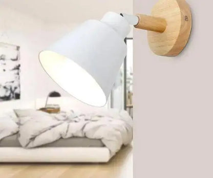 Modern black and wood eryka wall sconce bedroom conical lamp