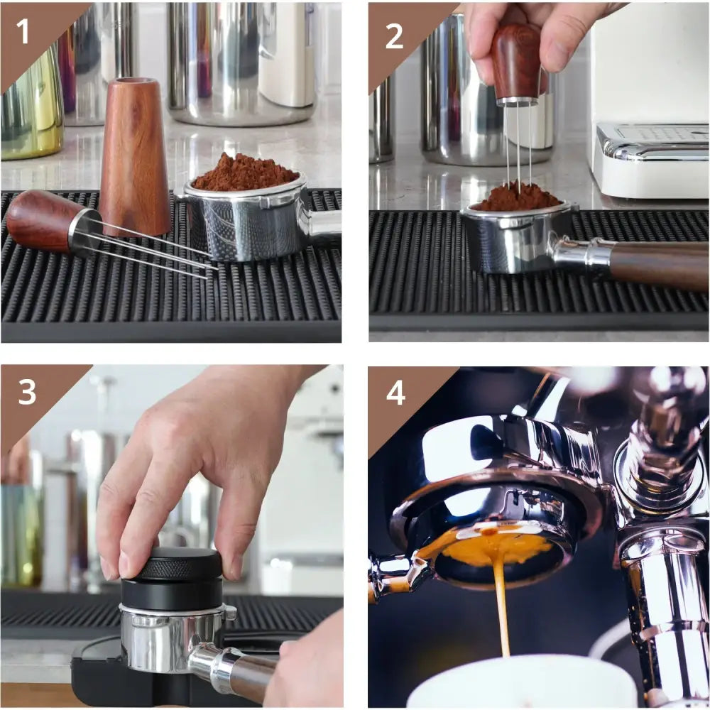 espresso stirrer wood and metal kitchen distribution tool