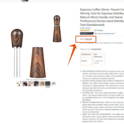 espresso stirrer wood and metal kitchen distribution tool