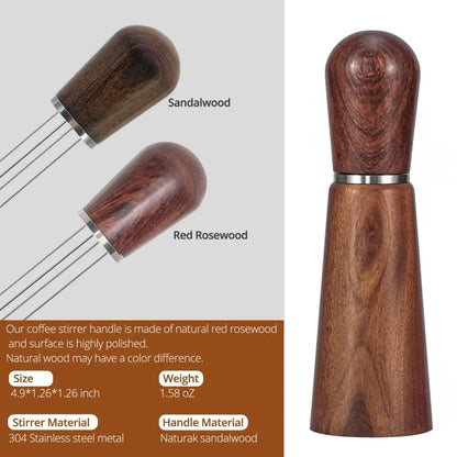 espresso stirrer wood and metal kitchen distribution tool