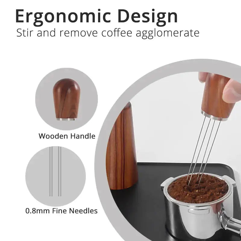 espresso stirrer wood and metal kitchen distribution tool
