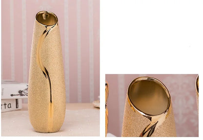 DecorBites™ Europe Gold-Plated Ceramic Vase for Home Decor