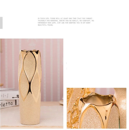 DecorBites™ Europe Gold-Plated Ceramic Vase for Home Decor