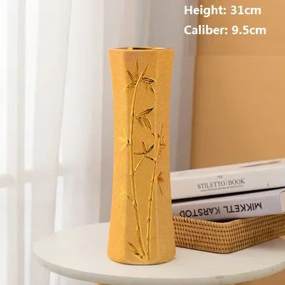 DecorBites™ Europe Gold-Plated Ceramic Vase for Home Decor