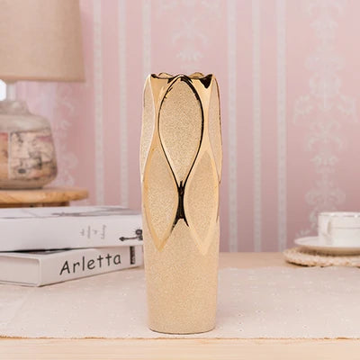 DecorBites™ Europe Gold-Plated Ceramic Vase for Home Decor
