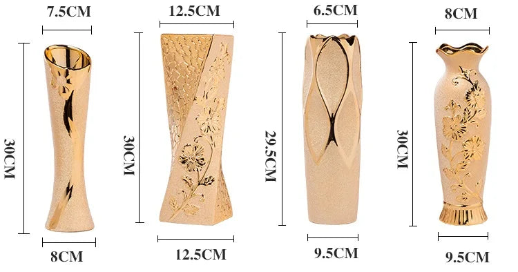 DecorBites™ Europe Gold-Plated Ceramic Vase for Home Decor