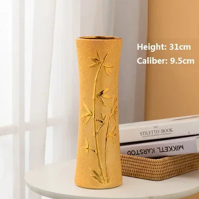 DecorBites™ Europe Gold-Plated Ceramic Vase for Home Decor