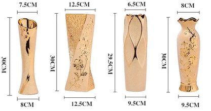 Floral gold & cream ceramic vase set living room home decor