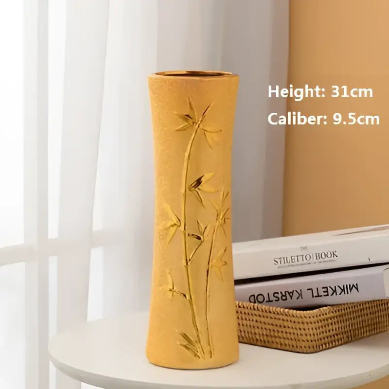 Floral gold & cream ceramic vase set living room home decor