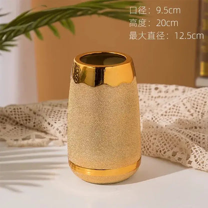 Floral gold & cream ceramic vase set living room home decor