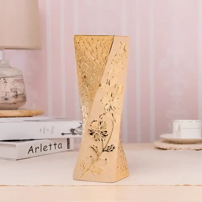 Floral gold & cream ceramic vase set living room home decor