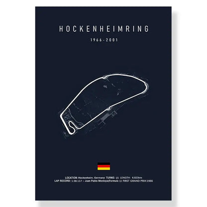 Minimalist dark blue & white salzburgring circuit canvas living room art
