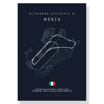 Minimalist dark blue & white salzburgring circuit canvas living room art