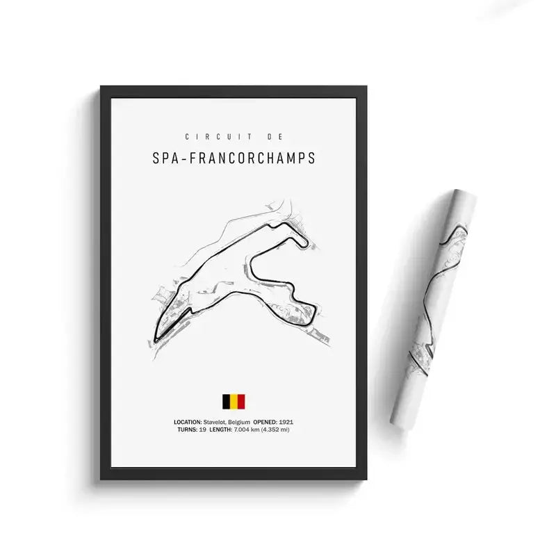 Minimalist black nürburgring circuit canvas wall art for living room