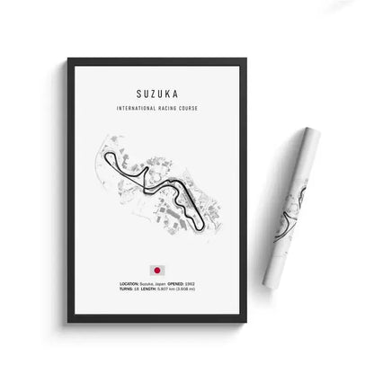 Minimalist black nürburgring circuit canvas wall art for living room