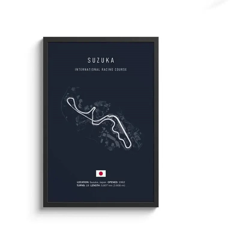 Minimalist black nürburgring circuit canvas wall art for living room