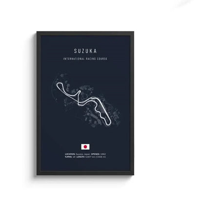 Minimalist black nürburgring circuit canvas wall art for living room