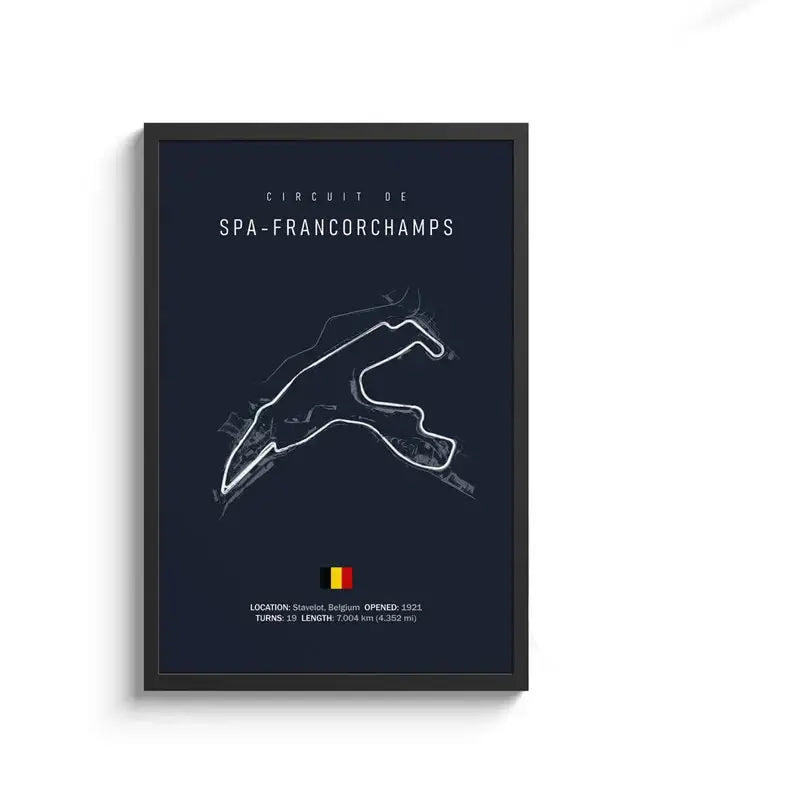 Minimalist black nürburgring circuit canvas wall art for living room