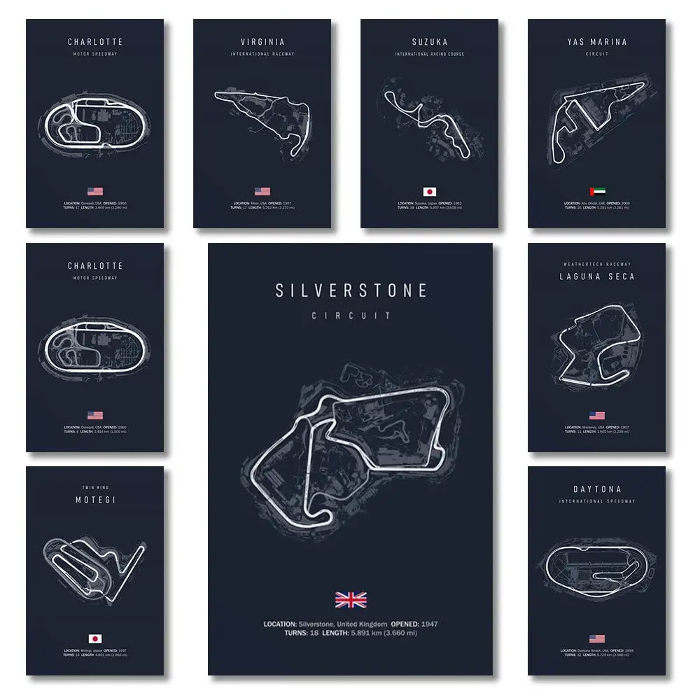 Minimalist black nürburgring circuit canvas wall art for living room