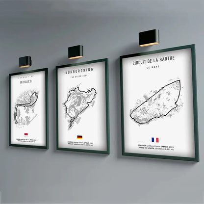 Minimalist black nürburgring circuit canvas wall art for living room